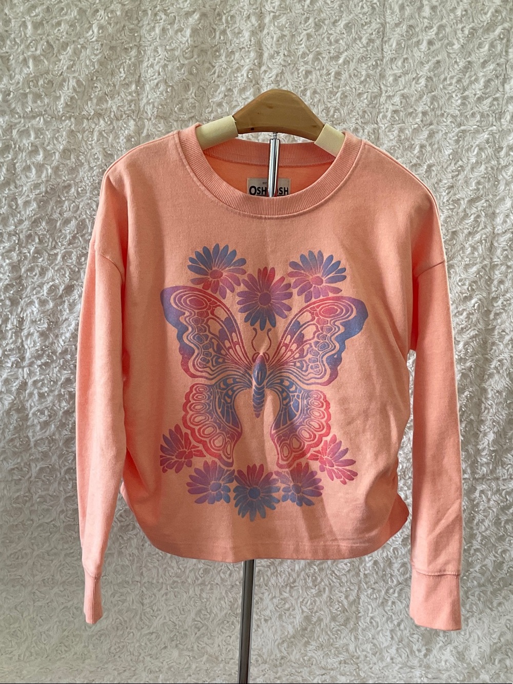 OshKosh B'gosh Peach Butterfly & Floral Sweatshirt